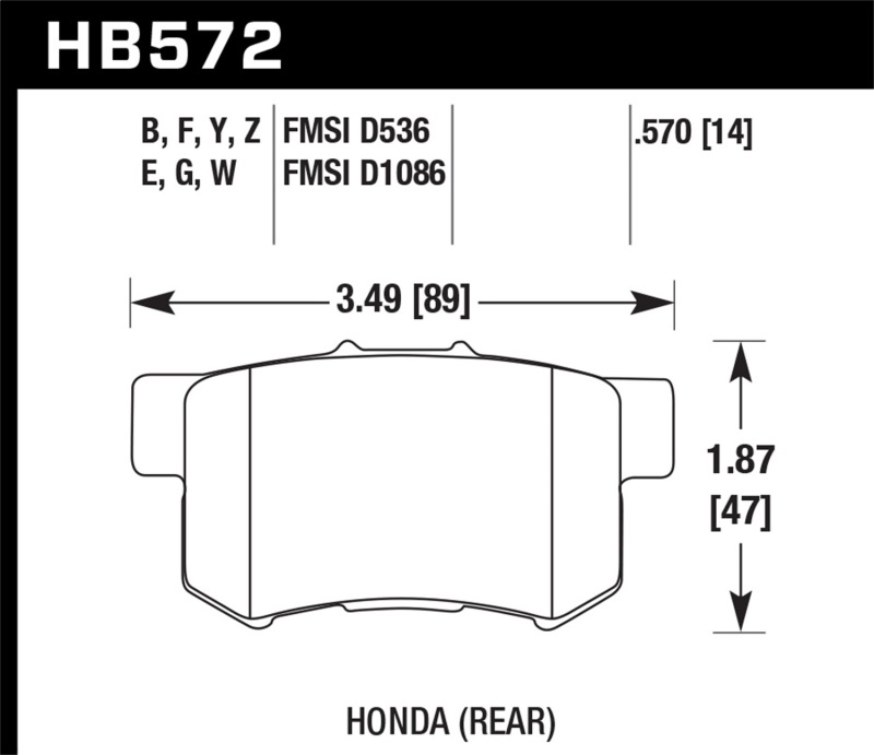 Acura CL Brake Pads - Rear - Hawk Performance - HPS 5.0 - `01-`03 Acura CL Brake Pads - Rear - Hawk Performance - HPS 5.0 - `01-`03